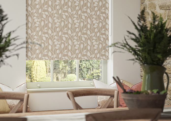 Leaf Motif, Tan - Twist&Fit Roller Blind - Image 5